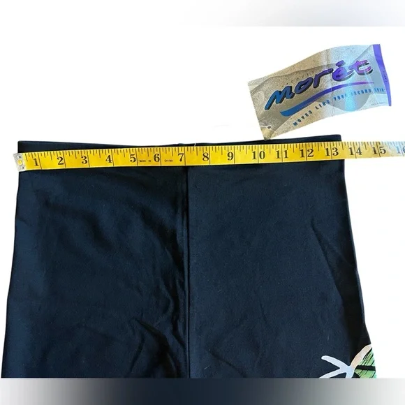 NWT VTG JACQUES MORET Black Capri Graffiti-Print Leggings 80s 90s Y2K High-Rise - Picture 7 of 8